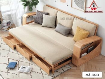 Sofa Giường Gỗ Sồi Tự Nhiên - Mã SG14