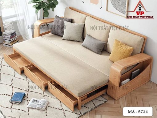 Sofa Giường Gỗ Sồi Tự Nhiên - Mã SG14