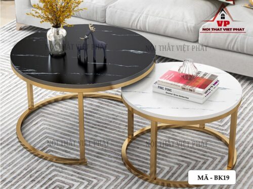 Bàn Sofa Mặt Đá Chân Sắt - Mã BK19-2
