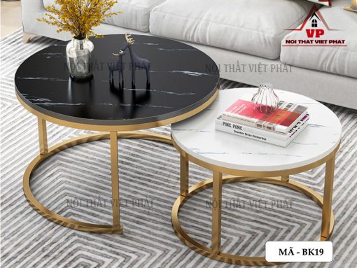 Bàn Sofa Mặt Đá Chân Sắt - Mã BK19-2