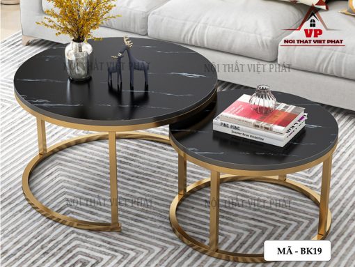 Bàn Sofa Mặt Đá Chân Sắt - Mã BK19-3