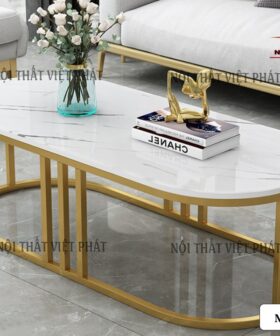 Bàn Sofa Mặt Đá Oval - Mã BK29