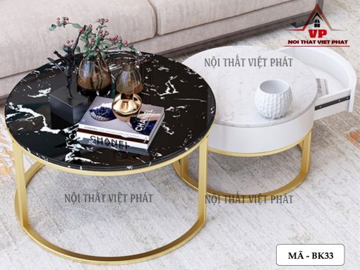 Bàn Sofa Tròn Mặt Đá - Mã BK33-1