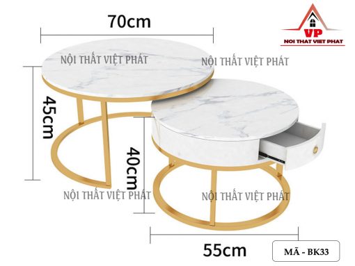 Bàn Sofa Tròn Mặt Đá - Mã BK33-2