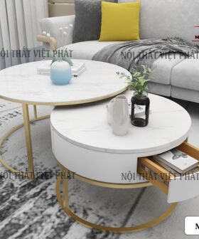 Bàn Sofa Tròn Mặt Đá - Mã BK33