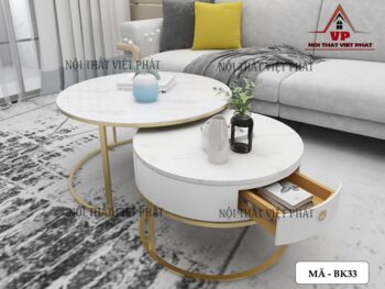 Bàn Sofa Tròn Mặt Đá - Mã BK33