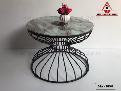 Bàn Trà Chân Sắt Mặt Kính - Mã BK02-1