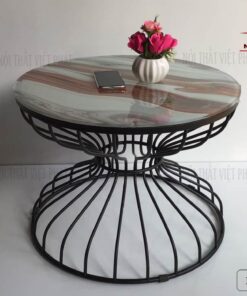 Bàn Trà Chân Sắt Mặt Kính - Mã BK02-2
