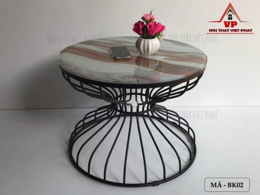 Bàn Trà Chân Sắt Mặt Kính - Mã BK02-2