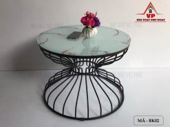 Bàn Trà Chân Sắt Mặt Kính - Mã BK02-3