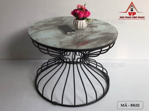 Bàn Trà Chân Sắt Mặt Kính - Mã BK02-4