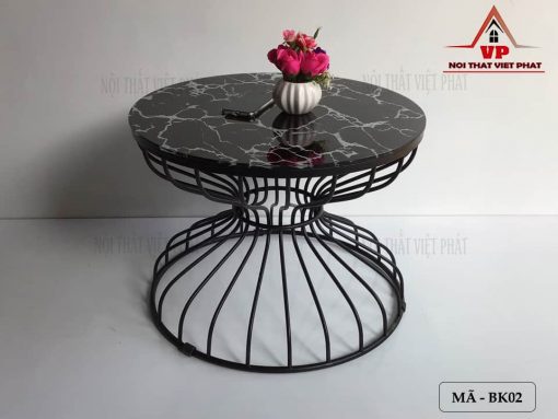 Bàn Trà Chân Sắt Mặt Kính - Mã BK02-5