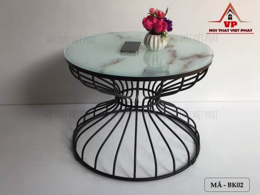 Bàn Trà Chân Sắt Mặt Kính - Mã BK02