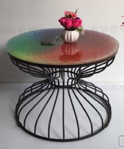 Bàn Trà Chân Sắt Mặt Kính - Mã BK02-6
