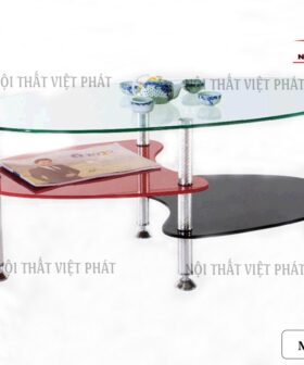 Bàn Trà Mặt Kính Chân Inox - Mã BK05