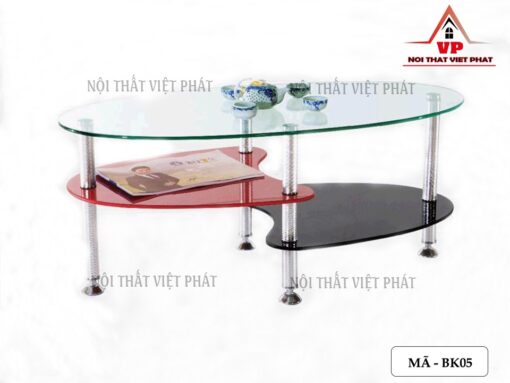 Bàn Trà Mặt Kính Chân Inox - Mã BK05
