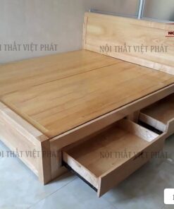 Giường Gỗ Sồi Có Ngăn Kéo - Mã GN10