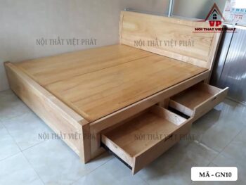 Giường Gỗ Sồi Có Ngăn Kéo - Mã GN10