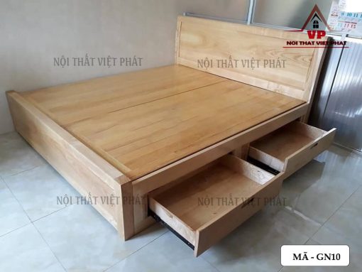 Giường Gỗ Sồi Có Ngăn Kéo - Mã GN10