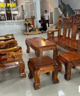 Bàn Ghế Salon Gỗ Cột 12 - Mã SL04