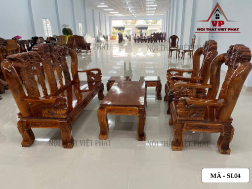 Bàn Ghế Salon Gỗ Cột 12 - Mã SL04-3