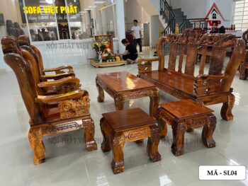 Bàn Ghế Salon Gỗ Cột 12 - Mã SL04