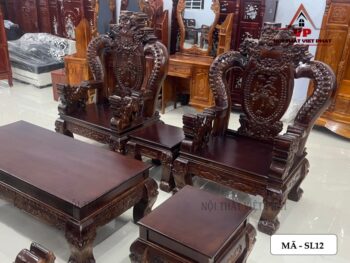 Bộ Ghế Sa Lông Bằng Gỗ Rồng Khuỳnh Tay 14 – Mã SL12-2