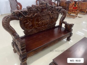 Bộ Ghế Sa Lông Bằng Gỗ Rồng Khuỳnh Tay 14 – Mã SL12-3