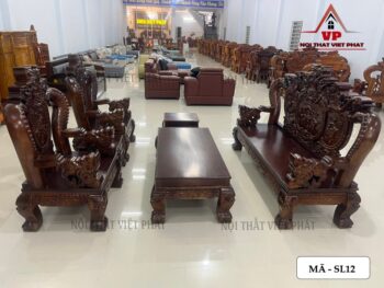 Bộ Ghế Sa Lông Bằng Gỗ Rồng Khuỳnh Tay 14 – Mã SL12