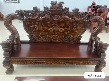 Bộ Ghế Sa Lông Bằng Gỗ Rồng Khuỳnh Tay 14 – Mã SL12-4