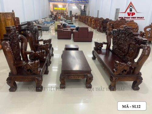 Bộ Ghế Sa Lông Bằng Gỗ Rồng Khuỳnh Tay 14 – Mã SL12
