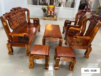 Bộ Sa Lông Gỗ Mã Đáo Thành Công Đẹp Cột 10 – Mã SL08-2