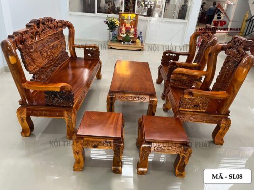 Bộ Sa Lông Gỗ Mã Đáo Thành Công Đẹp Cột 10 – Mã SL08-2
