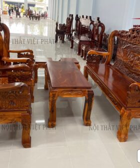 Bộ Sa Lông Gỗ Mã Đáo Thành Công Đẹp Cột 10 – Mã SL08