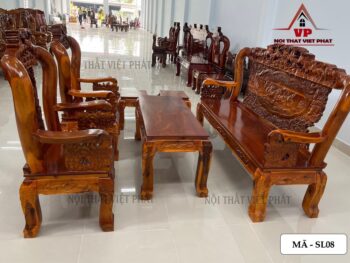 Bộ Sa Lông Gỗ Mã Đáo Thành Công Đẹp Cột 10 – Mã SL08