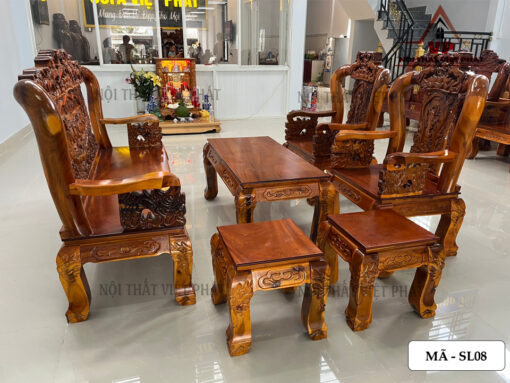 Bộ Sa Lông Gỗ Mã Đáo Thành Công Đẹp Cột 10 – Mã SL08-4