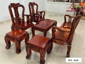 Bộ Sa Lông Gỗ Phòng Khách Phúc Lộc Thọ - Mã SL02-1