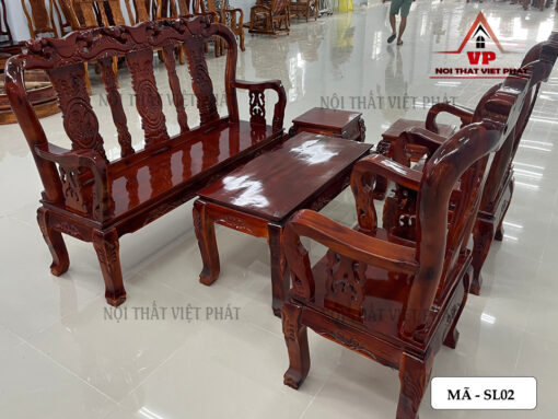 Bộ Sa Lông Gỗ Phòng Khách Phúc Lộc Thọ - Mã SL02-2