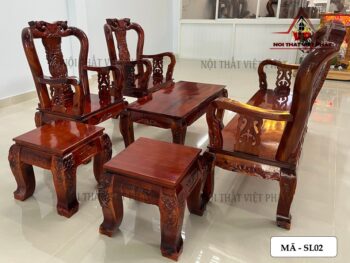 Bộ Sa Lông Gỗ Phòng Khách Phúc Lộc Thọ - Mã SL02-3