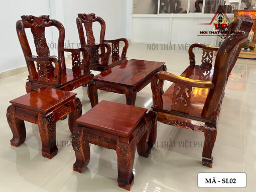Bộ Sa Lông Gỗ Phòng Khách Phúc Lộc Thọ - Mã SL02-3