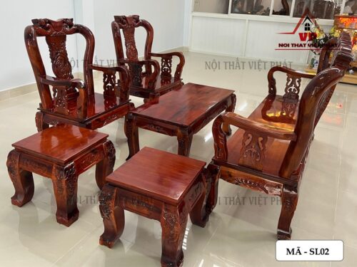 Bộ Sa Lông Gỗ Phòng Khách Phúc Lộc Thọ - Mã SL02-4