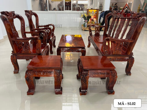Bộ Sa Lông Gỗ Phòng Khách Phúc Lộc Thọ - Mã SL02