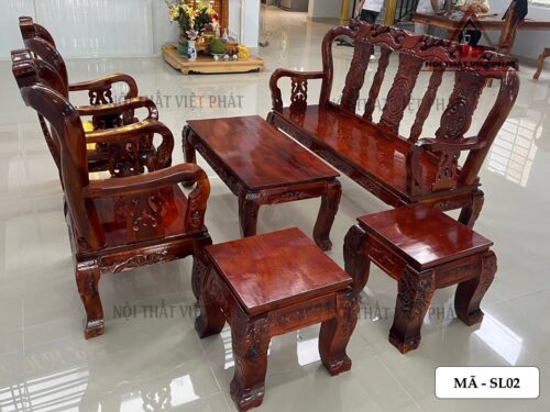 Bộ Sa Lông Gỗ Phòng Khách Phúc Lộc Thọ - Mã SL02-6