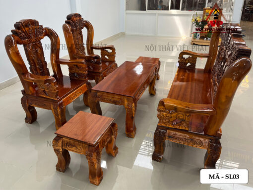 Salon Gỗ Tự Nhiên Nghê Rồng - Bát Tiên Cột 10 - Mã SL03-2