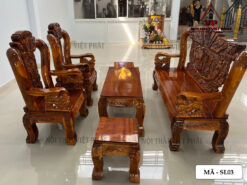 Salon Gỗ Tự Nhiên Nghê Rồng - Bát Tiên Cột 10 - Mã SL03-3
