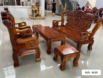 Salon Gỗ Tự Nhiên Nghê Rồng - Bát Tiên Cột 10 - Mã SL03