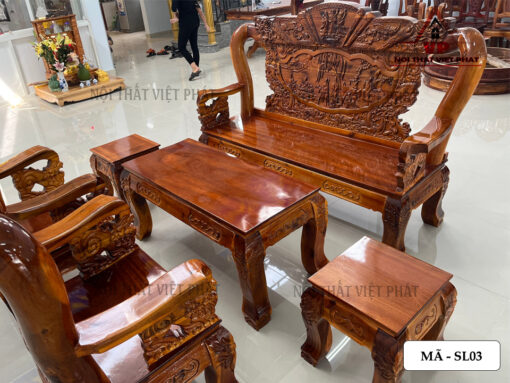Salon Gỗ Tự Nhiên Nghê Rồng - Bát Tiên Cột 10 - Mã SL03-4