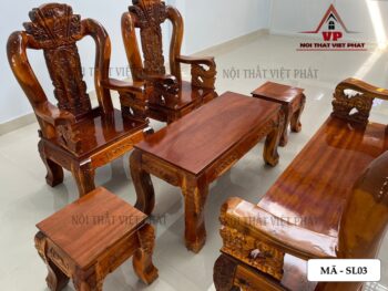 Salon Gỗ Tự Nhiên Nghê Rồng - Bát Tiên Cột 10 - Mã SL03-5