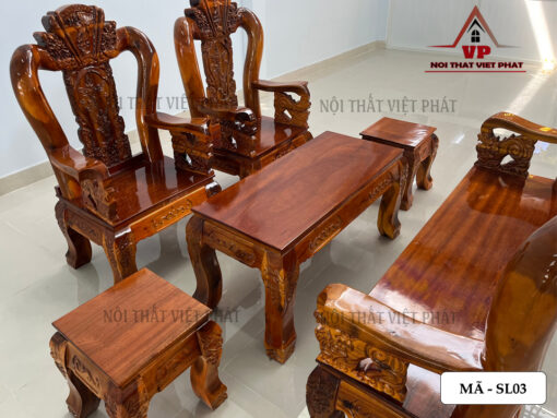 Salon Gỗ Tự Nhiên Nghê Rồng - Bát Tiên Cột 10 - Mã SL03-5