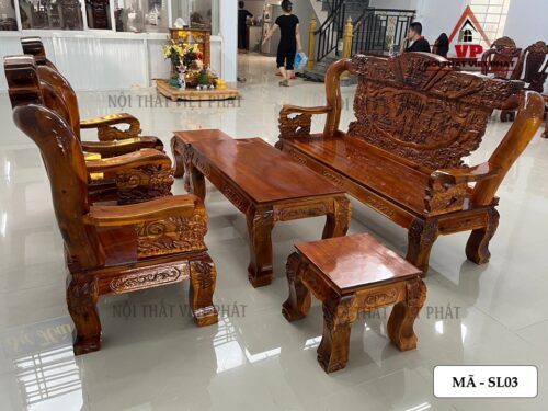 Salon Gỗ Tự Nhiên Nghê Rồng - Bát Tiên Cột 10 - Mã SL03